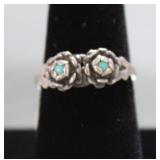 Native American Double Turquoise Flower Ring