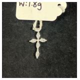 STERLING SILVER CUBIC ZIRCONIA CROSS PENDANT -