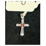 STERLING SILVER CROSS PENDANT W/ CLEAR