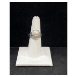 STERLING SILVER & PEARL RING - 6.0GR - SIZE 6.5