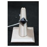 Hematite & Sterling Beadwork Ring
