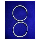 PAIR OF LARGE STERLING SILVER HOOP EARRINGS W/