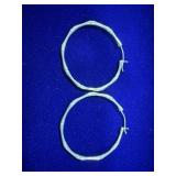 PAIR OF LARGE STERLING SILVER HOOP EARRINGS W/
