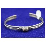 Navajo Sterling Silver Cuff w/ Agate Stone