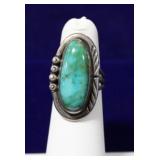 Navajo Turquoise Sterling Silver Bezel-Set Ring