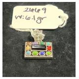 RECTANGLE STERLING SILVER MULTI-GEMSTONE PENDANT