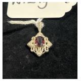 AVON STERLING SILVER & NATURAL GARNET PENDANT -