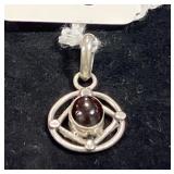 STERLING SILVER & ALMANDINE GARNET CABOCHON