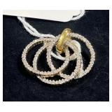 VINTAGE VERMEIL & DIAMOND 3 RING PENDANT GOLD PL