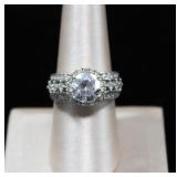 Stunning CZ Halo Engagement Ring