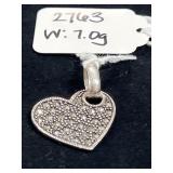STERLING SILVER MARCASITE HEART PENDANT - WEIGHS