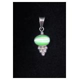 Sterling Silver Pendant w/ Green Cat Eye