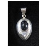 Mexican Sterling Silver Black Onyx Pendant