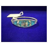VTG MEXICAN ALPACA STERLING SILVER HINGED BANGLE
