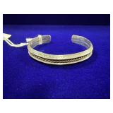 STERLING SILVER CUFF BRACELET W/ TWISTED BRASS