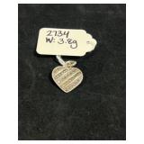 STERLING SILVER HEART PENDANT W/ SPARKLING INSET