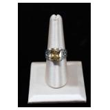Sterling Silver Yellow CZ Scroll Ring
