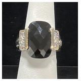 STERLING SILVER & SMOKEY TOPAZ RING 12.1 GR -