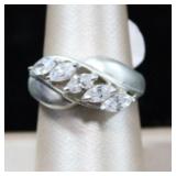5 Stack Sterling Silver Marquise Cut CZ Ring