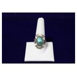 Tufa Casting Navajo Kingman Turquoise Ring