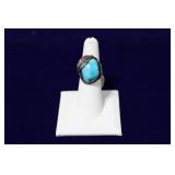 Navajo Turquoise Sterling Silver Leaf Ring