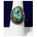 Navajo Brown Matrix Turquoise Sterling Silver Ring