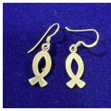 PAIR OF STERLING SILVER ICHTHUS CHRISTIAN FISH