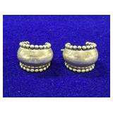 PAIR OF STERLING SILVER HOOP EARRINGS W/