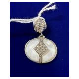 MOTHER OF PEARL STERLING SILVER SLIDE PENDANT -