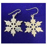 PAIR OF STERLING SILVER SNOWFLAKE CUTOUT DANGLING