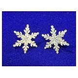 PAIR OF STERLING SILVER STAR-LIKE SNOWFLAKE STUD