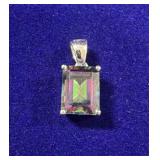 STERLING SILVER & MYSTIC TOPAZ PENDANT - WEIGHS