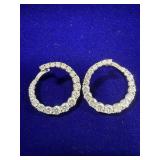 PAIR OF STERLING SILVER ROUND HOOP EARRINGS W/
