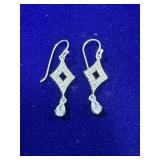 PAIR OF STERLING SILVER GEOMETRIC DROP DANGLE