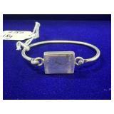 STERLING SILVER HINGED BANGLE BRACELET W/ SMOOTH
