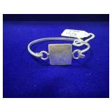 STERLING SILVER ENGRAVABLE SQUARE BANGLE BRACELET