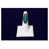 Beau Sterling Silver Elongated Oval Turquoise Ring