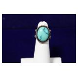 Navajo Turquoise Ring w/ Braided Sterling Ring
