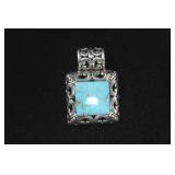 Sterling Silver Turquoise Scroll Slide Charm