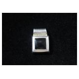 Sterling Silver Black Onyx Square Pendant