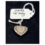 STERLING SILVER PUFFED HEART PENDANT - TWO DOVES