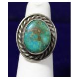 Navajo Traditional Turquoise Sterling Silver Ring