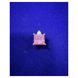 PINK PRINCESS CUT GEMSTONE & STERLING SILVER