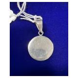 STERLING SILVER CIRCULAR DISC PENDANT - WEIGHS