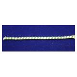 Marquise Cut Green & Clear Gems In 925 Bracelet