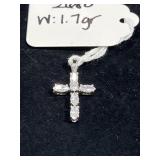STERLING SILVER CUBIC ZIRCONIA CROSS PENDANT -