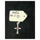 STERLING SILVER CROSS PENDANT W/ CLEAR