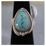 Native American Sterling Tear Drop Turquoise Ring