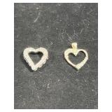 (2) STERLING SILVER & CUBIC ZIRCONIA HEART