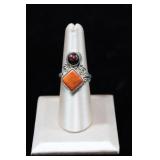 Carnelian Sterling Silver Scroll Work Ring